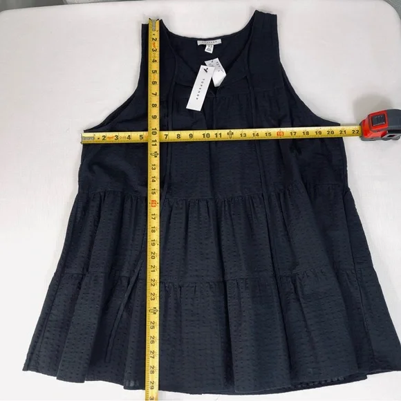TOPSHOP tank top layered looking Flowy blouse SOLID BLACK V neck sleeveless 12 - Picture 6 of 11
